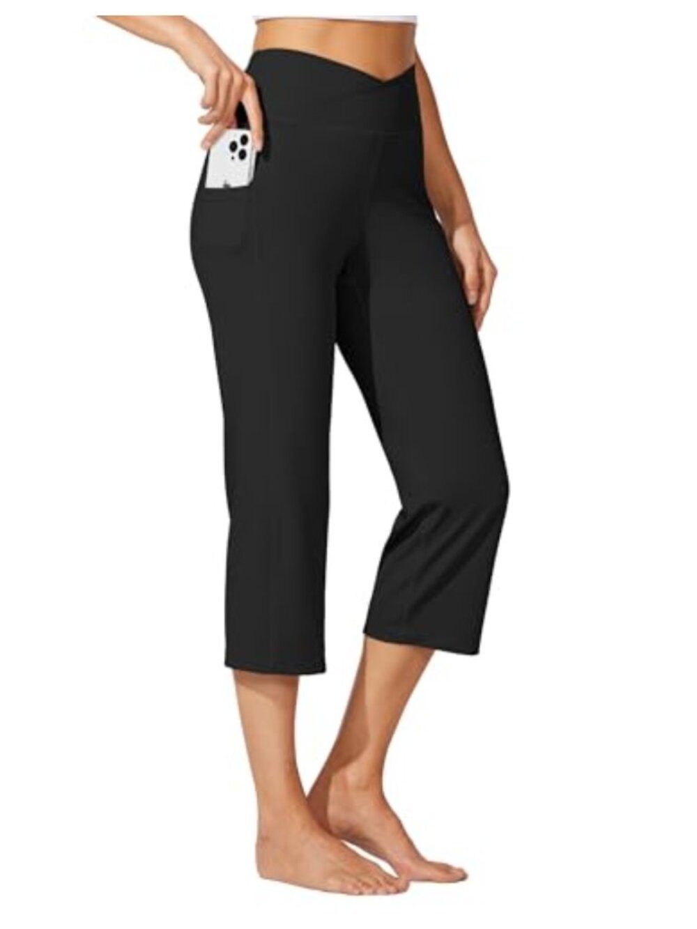 Women's High Waist Yoga Capris Leggings Crossover Straight Leg Athletic